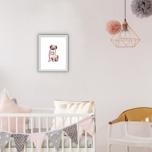 Süßer Cartoon Hund, braune MopsKarte ist ideal für eine Kinderzimmerwand. Diese umarmbare Hundeillustration macht eine schöne Freundschaftsgeschenkkarte