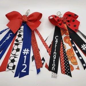 Custom Ribbon Keychain Clip On Personalized Zipper Pull Backpack Sports Cheer Football Basketball Softball Volleyball Basketball Name Soccer