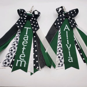 Cheer Bag Tag Custom Ribbon Keychain Clip On Personalized Zipper Pull Backpack Sports Football Basketball Softball Volleyball Name Soccer