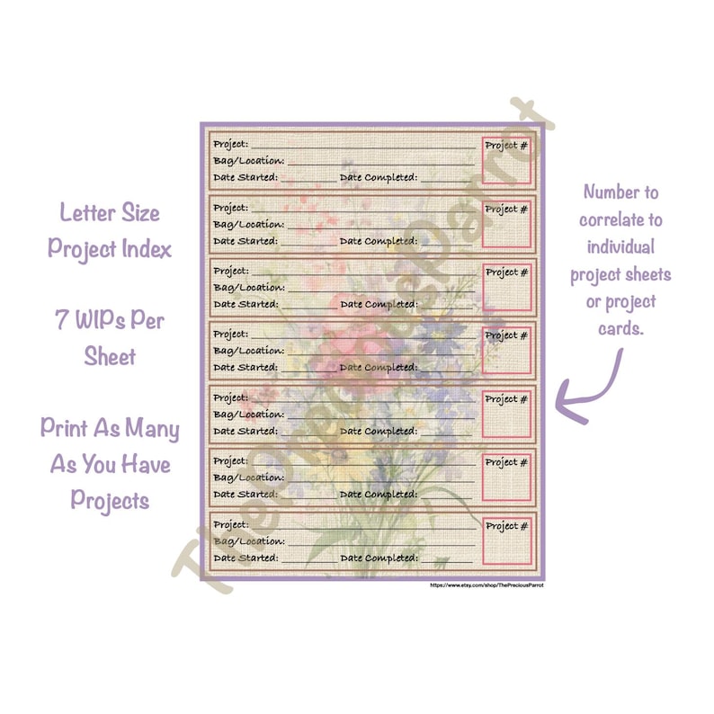 Project/wip Index List for Cross Stitch - Etsy