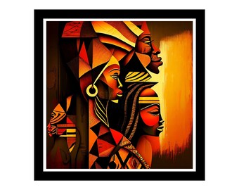 Black Art, African Art, Abstract Black Art, East African Wall Art, South African Art, West African Art, Black Love Art, AI Art Printable,JPG