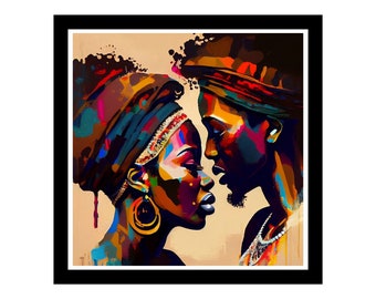 Black Couple Wall Art, African Wall Art, AI Black Art, Black Arts, African Art, Art African American, Abstract Black Art, Black Art Print