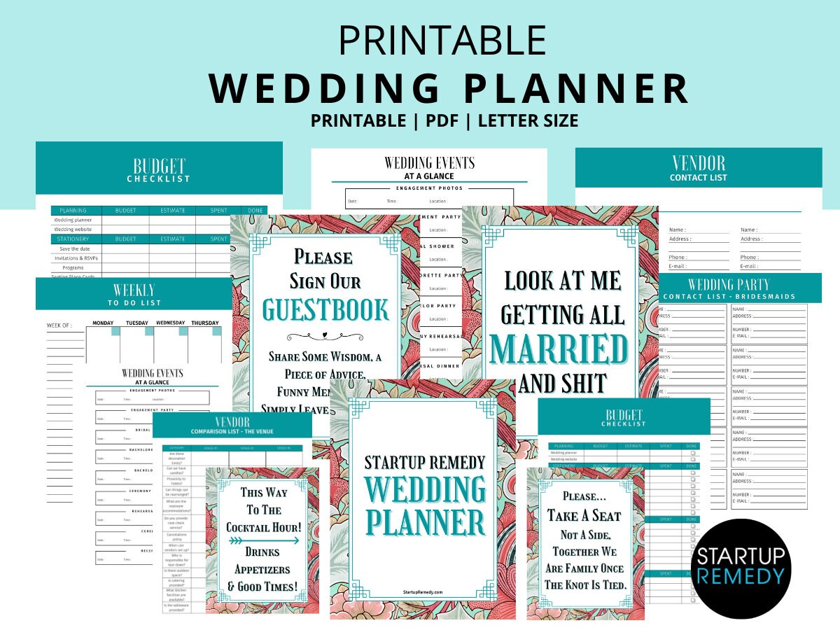 Wedding Planner Printable Wedding Planner Book Printable - Etsy