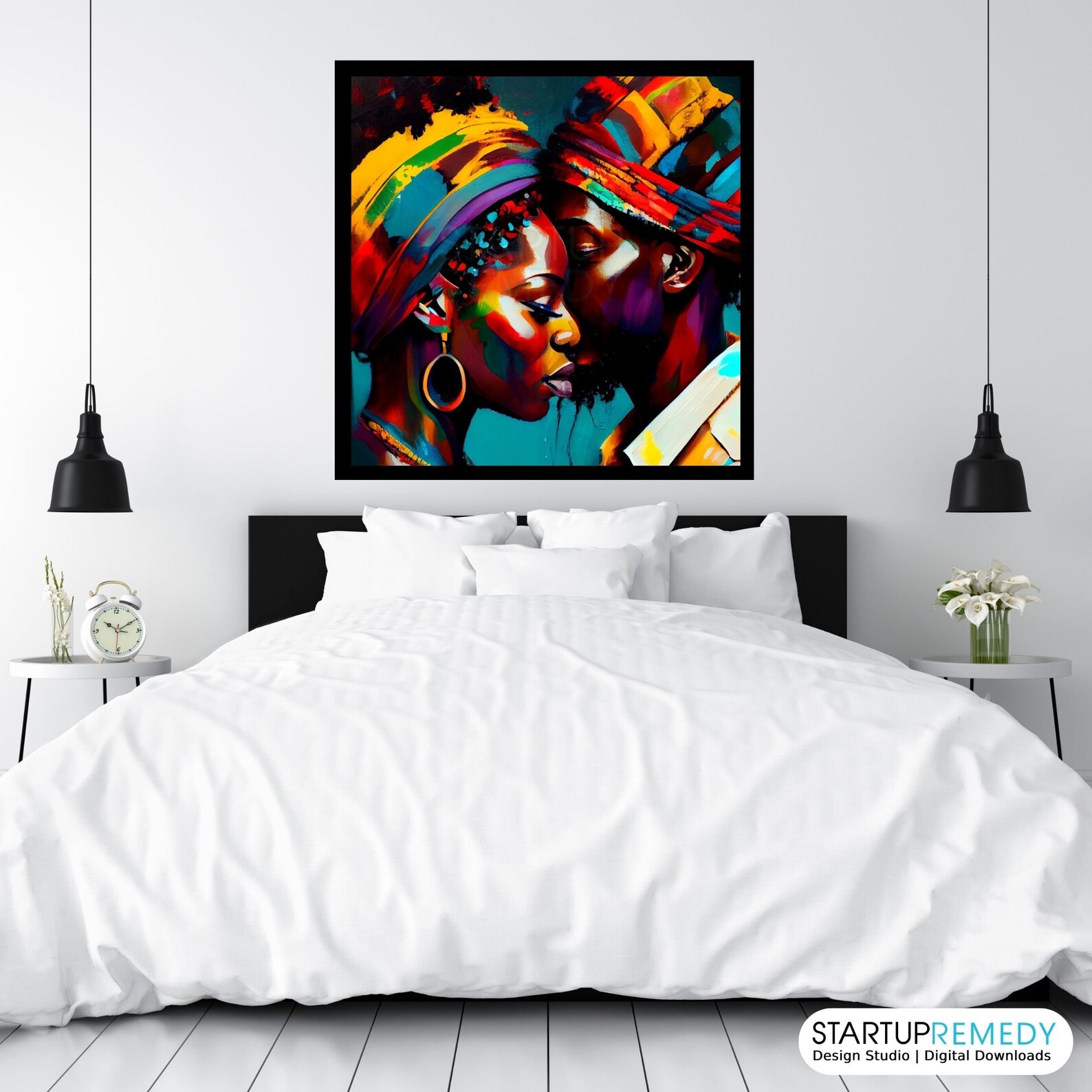 Black Couple Wall Art, African Wall Art, AI Black Art, Black Arts