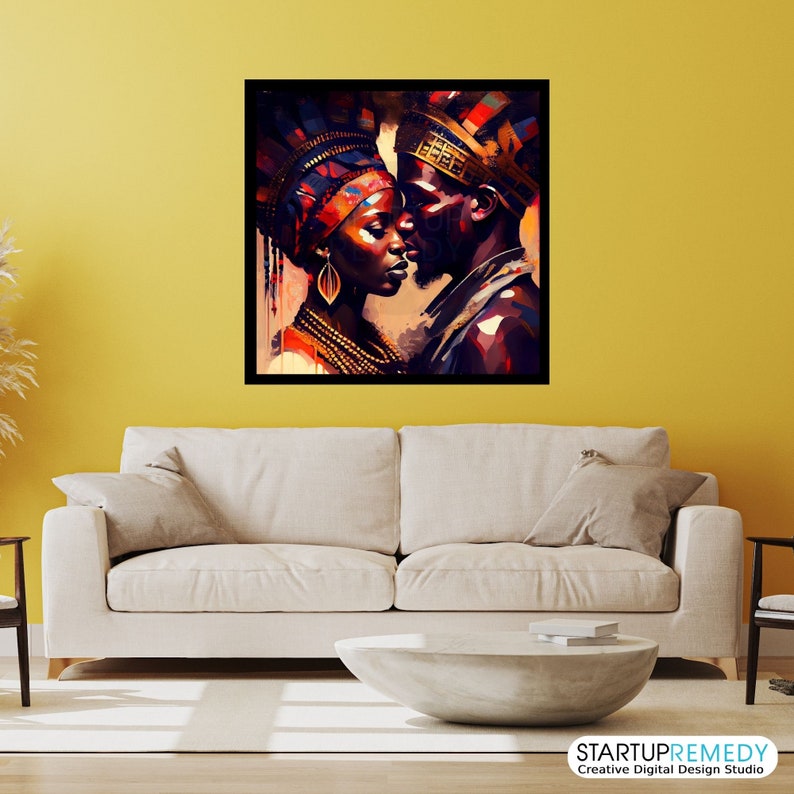 Black Couple Wall Art, African Wall Art, AI Black Art, Black Arts