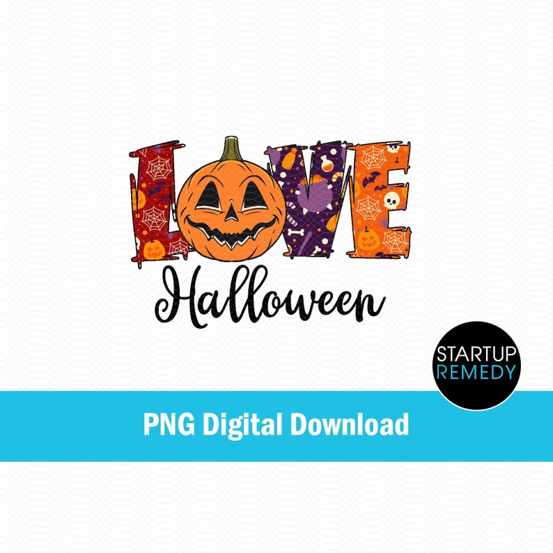 Halloween PNG, Love Halloween, Sublimation Download, Halloween, Png File, Love Halloween Png, Pumpkin Face, Digital Download, T-Shirt Design image 2