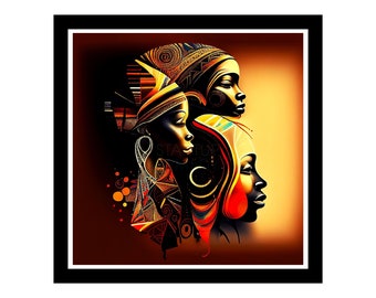 Black Art, African Art, Abstract Black Art, East African Wall Art, South African Art, West African Art, Black Love Art, AI Art Printable,JPG