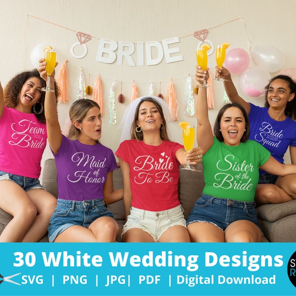 Bridal Party Svg, Marriage SVG, Bride and Groom Svg, Mr and Mrs SVG, Wedding Svg Bundle, Wedding Shirt SVG, 30 Wedding Designs for T-Shirts