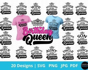 Birthday SVG Bundle, Birthday Queen Svg, Matching Family, A Queen Was Born, It's My Birthday, Bday Squad Svg,Queen Crown Svg, Queen Svg,Png