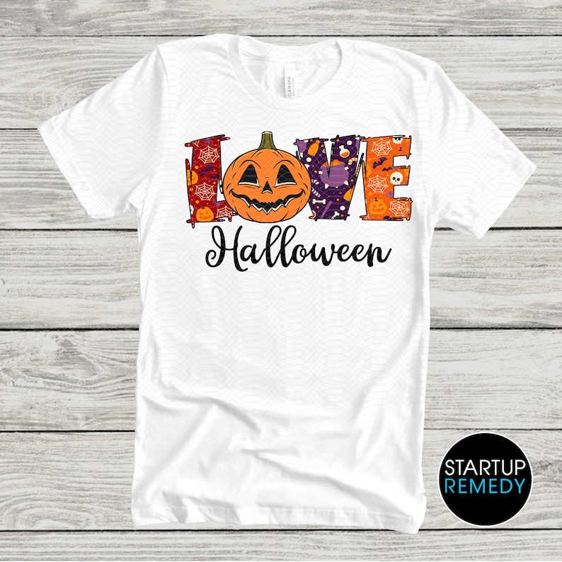Halloween PNG, Love Halloween, Sublimation Download, Halloween, Png File, Love Halloween Png, Pumpkin Face, Digital Download, T-Shirt Design image 1