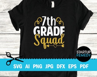 7th Grade SVG, 7th Grade Squad SVG, 7th Grade Sign, 7th Grade Teacher, 7th Grade Shirt Svg, 7th Grade Crew Svg, 7th Grade T shirt, Svg, Png