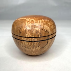 Hand Turned Decorative Bradford Pear Wood Lidded Box with Spalting