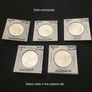 2002 S Silver Proof State Quarter Uncirculated - Vintage Coin - Collectible Coin - US Currency