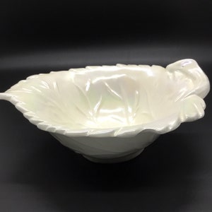 Vintage Milk Glass Leaf Shaped Candy Dish
