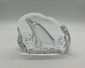 Vintage Frosted Glass Dolphin Figurine, Paperweight