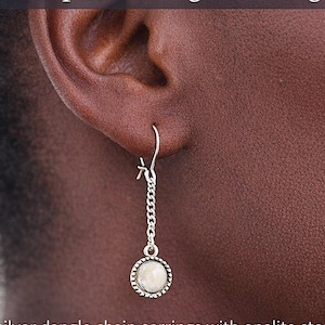 Silver Beaded Opalite Dangle Earrings – Elegant Handmade Jewelry for Women
