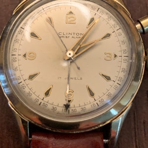 Clinton ca 50&#39;s Men&#39;s Alarm wristwatch SERVICED 100% Original RARE