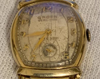 Reloj vintage Gruen Veri-Thin de 17 joyas con brazalete Hadley y caja