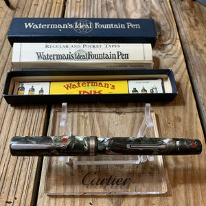 Vintage Waterman&#39;s Ideal Fountainpen ca 1930 Steel Quartz MINT box and papers