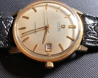 OMEGA Seamaster ca 1960 s GOLD cubierto con corona de oro macizo manos y nuevo cristal original grado collectors Etsy Espana