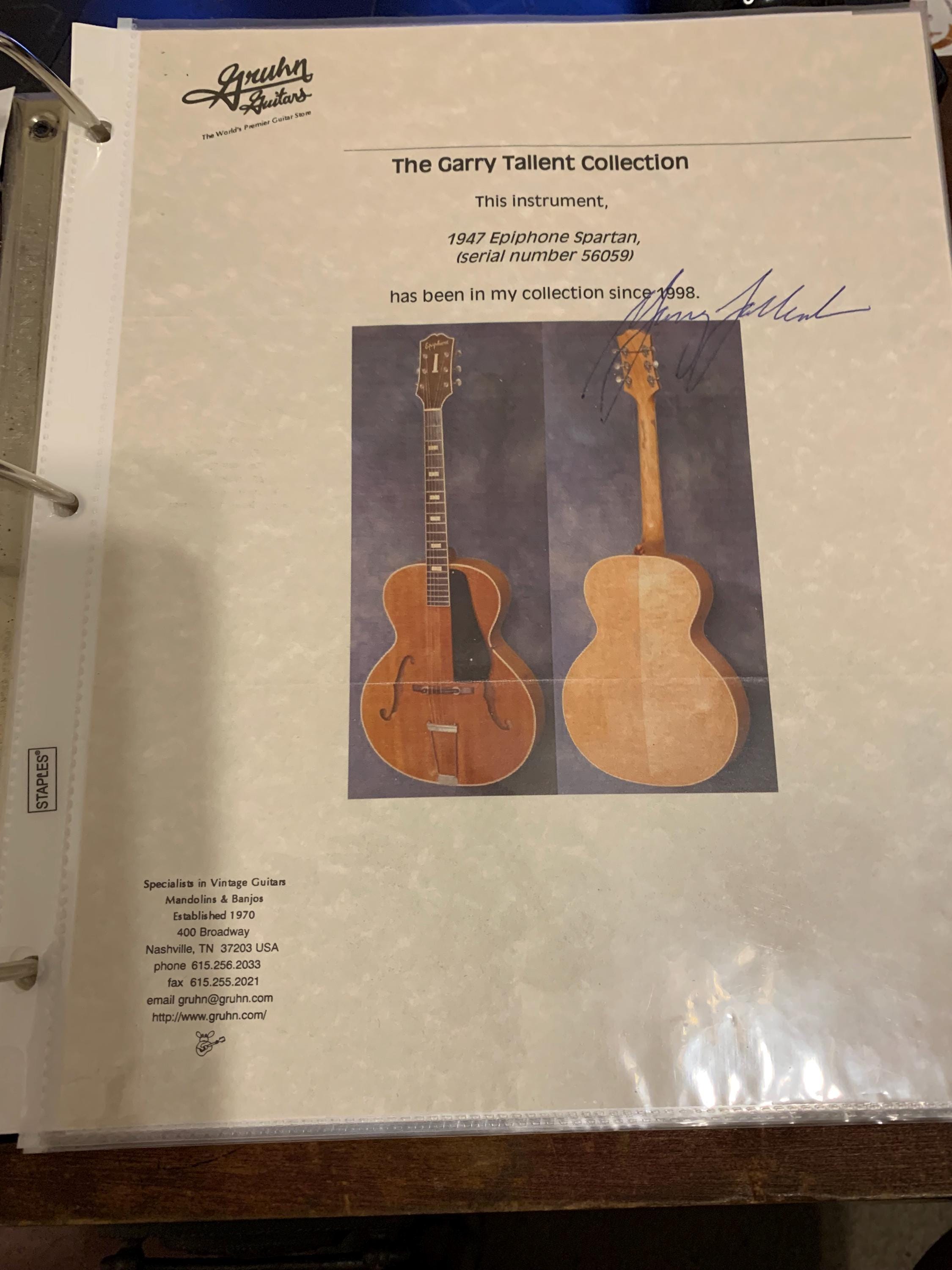 Vintage 1947 Epiphone Spartan Acoustic Guitar: NYC Made Hollow