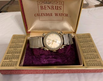 Vintage Benrus Calendar watch: 1950 Rolled Gold ship Wheel Case