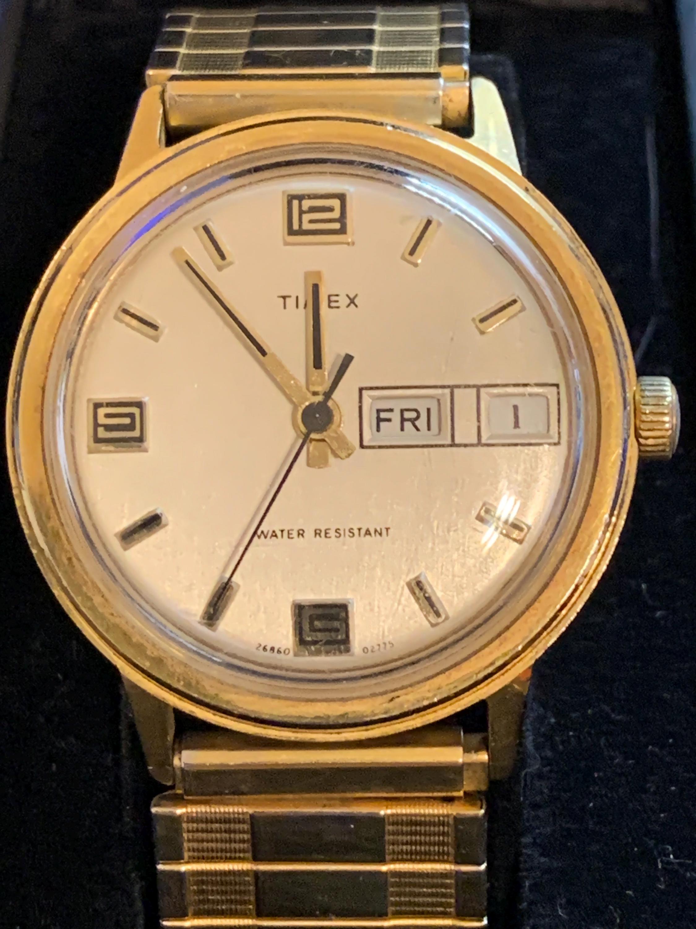 Vintage Timex Marlin USA Made Gold Filled Mechanical Watch 