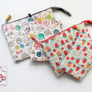 Quilted Zipper Pouch Sewing Tutorial Bundle – Beginner Friendly PDF Pattern (4 Sizes); Ipad/tablet/kindle suitable