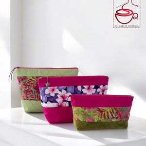 Tropical Zipper Pouch SEWING PATTERN: 3 Sizes, Easy Beginner Project (PDF File, Instant Download)
