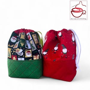 Kerstcadeauzakjes met trekkoord naaipatroon, instant download, pdf, patroonsjablonen, zelfstudie cadeauzakjes met trekkoord naaien