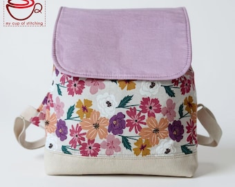 Mochila Brisa Rosa - Patrón de costura para mochila para principiantes, mochila totalmente forrada DIY, PDF, descarga instantánea,