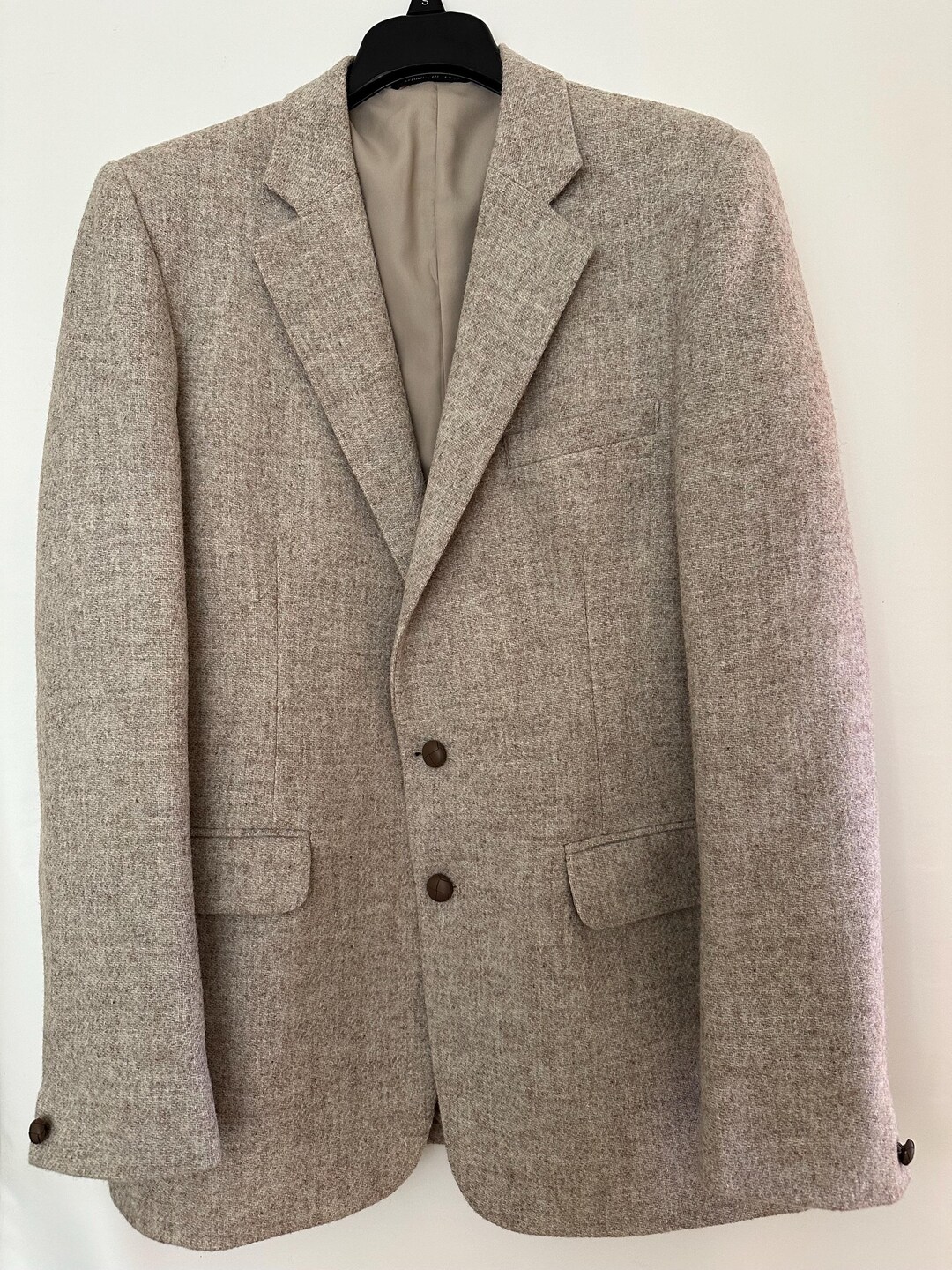 Veste Blazer Homme Vintage Tweed Gris - Taille 42/44 (L) - Marque Oak Creek Pour Dillards - Occasion Très Bon état