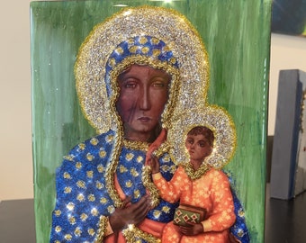 Black Madonna (with clear epoxy coating)