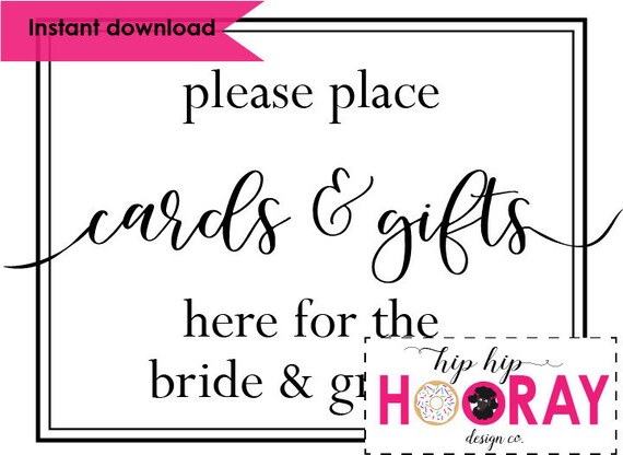 Printable Wedding Cards &amp; Gifts Sign Instant Download Cards | Etsy