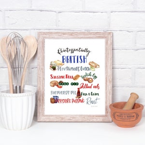 British Food illustration I Kitchen decor I British Art I Watercolor Food Illustration I Art for Kitchen