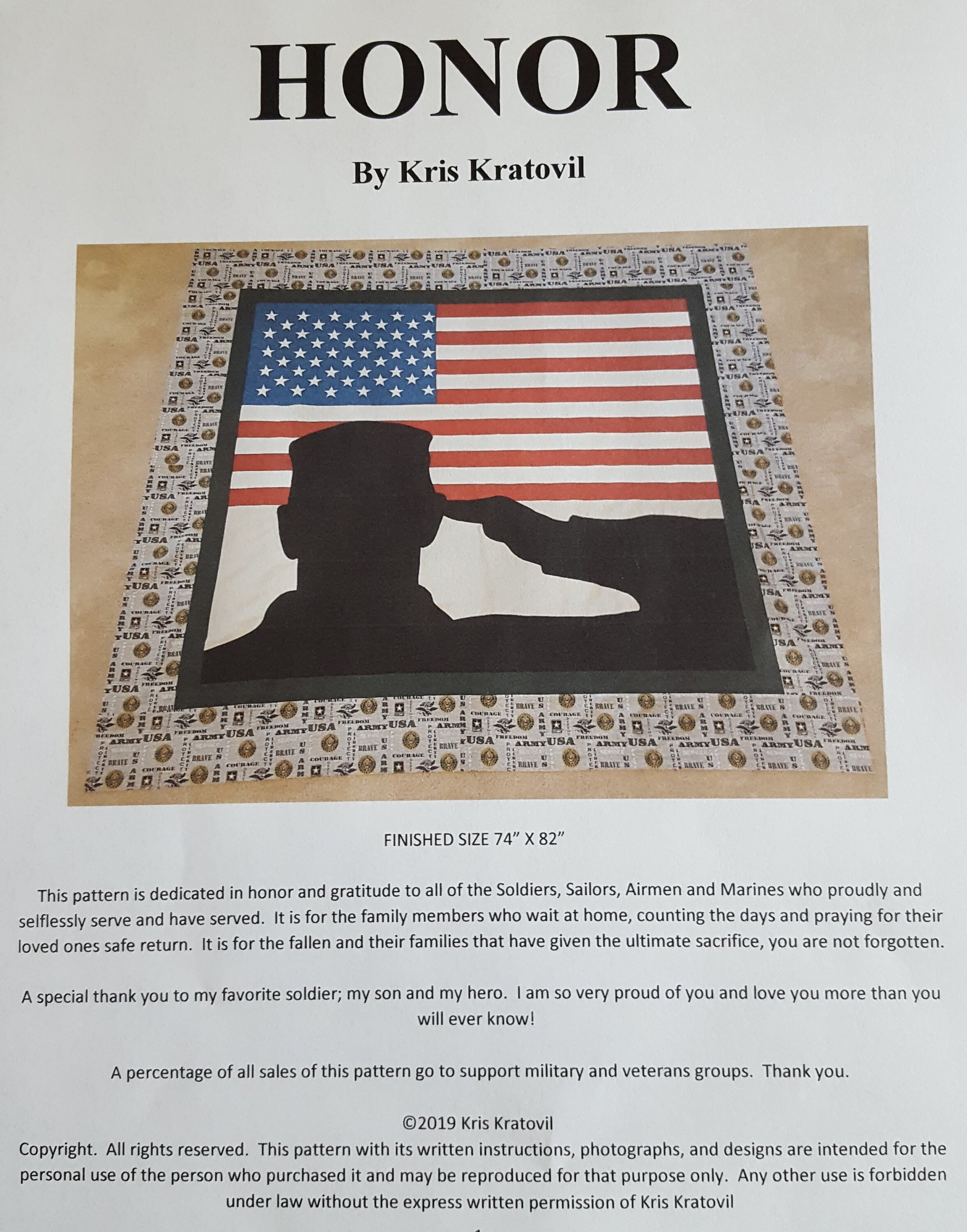 HONOR Quilt Pattern Etsy