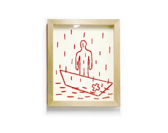Framed Stitch Drawing by Franko B, (Boat) - contemporary art