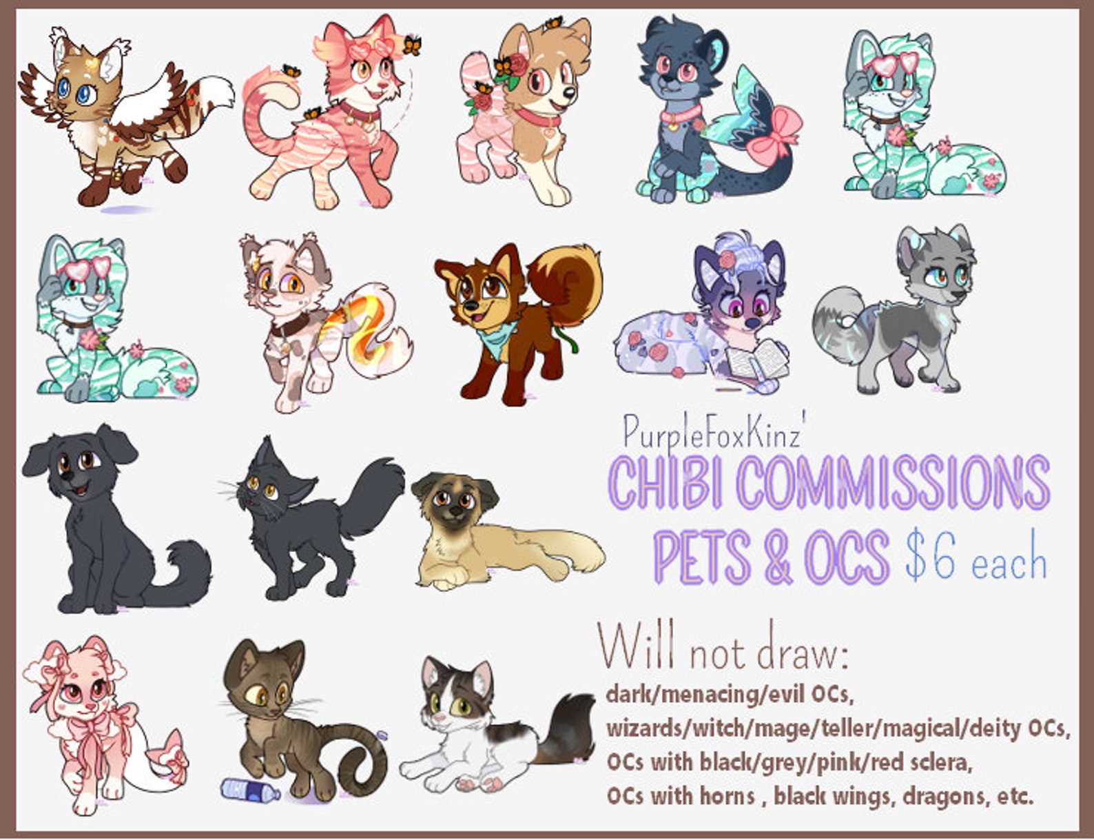 OPEN / Custom OC & Pet CHIBIS // Pet cats dogs characters Etsy