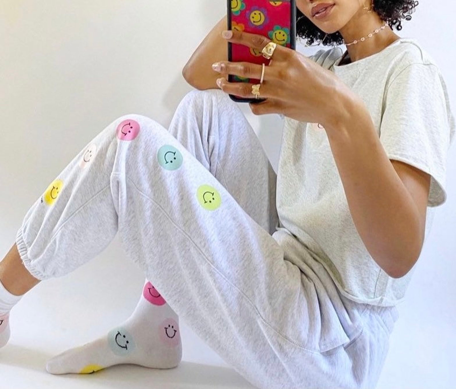 smiley face joggers