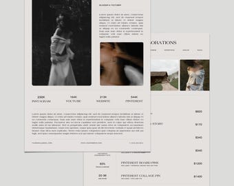 Content Creator Media Kit Template: Influencer Rate Card (Canva, 8.5x11in)
