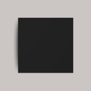 May include: A solid black square against a light gray background. The square is centered and takes up most of the frame, with a slight shadow on the left side, suggesting depth.
