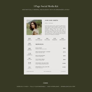 Canva Social Media Kit Template: Influencer Rate Sheet (8.5 x 11 in) image 2