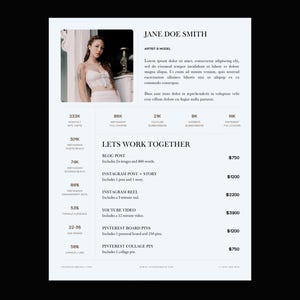 Canva Social Media Kit Template: Influencer Rate Sheet (8.5 x 11 in) image 5