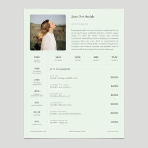 Canva Social Media Kit Template: Influencer Rate Sheet (8.5 x 11 in) image 6