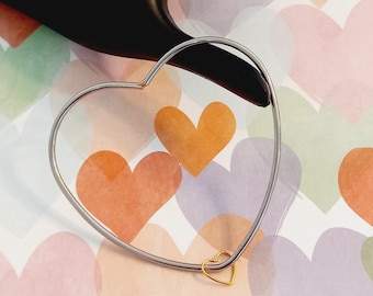 Fun Heart Shape Bangle Bracelet, Cute Valentines Day Gift,  Stainless Steel Bangle, Silver Bangle Bracelet, Love Bracelet, worksofartbysusan
