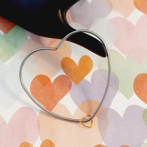 Heart Shape Bangle Bracelet, Silver,  Stainless Steel, Non Adjustable