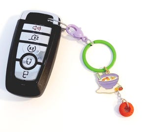 Bowl of Cereal and Milk Keychain, Colorful, Long