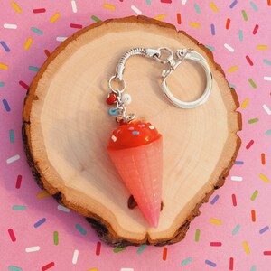 Large 3D Ice Cream Cone Snake Keychain, Colorful, Resin