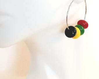 1865 Celebration Brass Hoop Earrings, Colorful