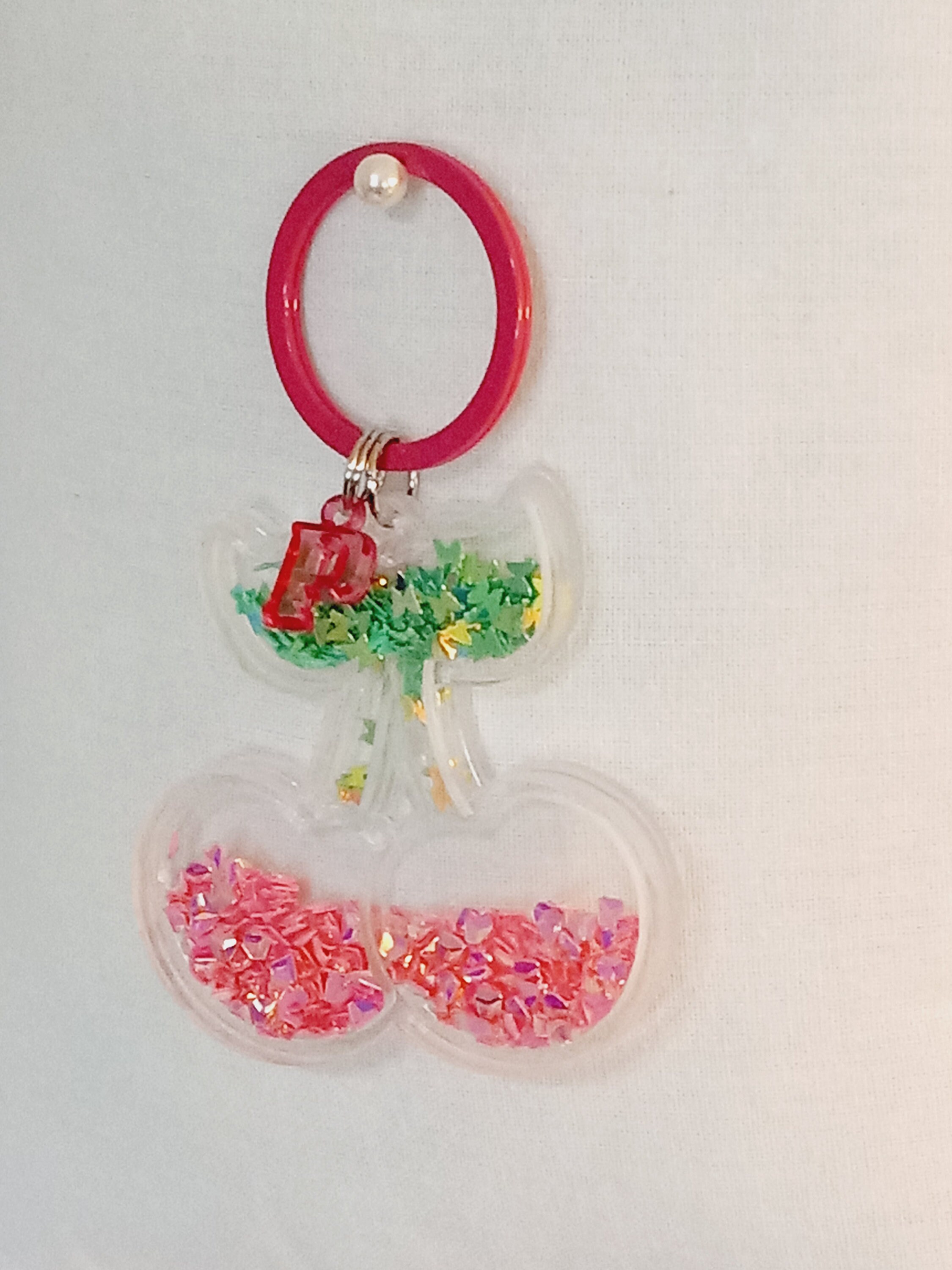 Personalized Pink Cherry Keychain, Extra Large Cherry, Resin, Cherry ...